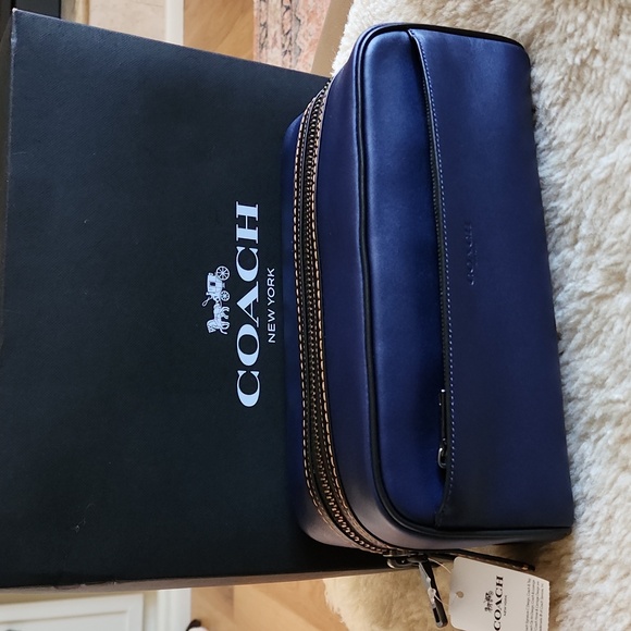 NWT IOB Coach Cadet Blue Glove Tanned Leather Men's Overnight Shave Kit 🖤🪒💙 - Picture 12 of 16